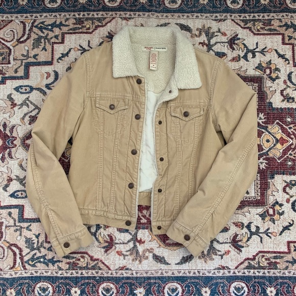 Corduroy quilted jacket with Sherpa collar